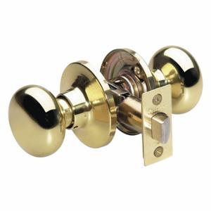 MASTER BC0403BOX Lock Knob Lockset, 3, Biscuit, Polished Brass, Not Keyed | CT2HLJ 492V57