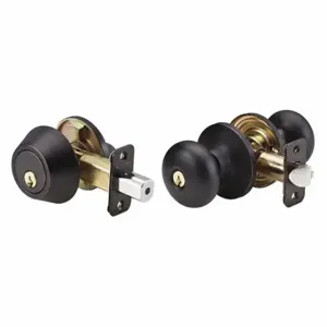 MASTER BCC0612PKA4S Lock Knob Lockset, 3, Biscuit, Aged Bronze, Alike Inch Sets Of 4 | CT2HJY 492X04