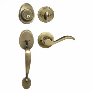 MASTER HDLWLLH0605KA4 Lock Door Lever Lockset, Grade 3, Wave, Antique Brass, Kwikset Kw1, Alike Inch Sets Of 4 | CT2HFJ 492X32