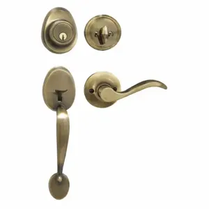 MASTER HDLWLRH0605KA4 Lock Door Lever Lockset, Grade 3, Wave, Antique Brass, Kwikset Kw1, Alike Inch Sets Of 4 | CT2HHA 492X44