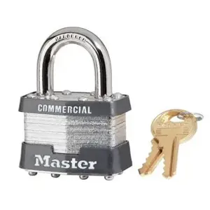 MASTER LOCK 1 Laminated Steel and Brass Pin Tumbler Padlock, 44mm Wide, 24mm Tall Shackle, Silver | CM7UBF