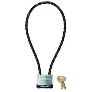 MASTER LOCK 107DSPT Braided Steel Gun Lock, 14 Inch Long, With 1 1/8 Inch Wide Laminated Steel Padlock, Grey | CM7UND