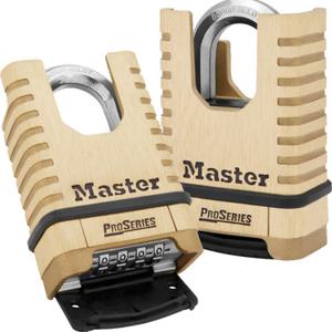 MASTER LOCK 1177D Brass Resettable Combination Padlock, Shrouded Shackle, 57mm Wide, 28mm Tall Shackle, Gold | CM7TZF