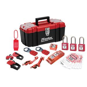 MASTER LOCK 1457E410KABAS Lockout Toolbox with Electrical Device Assortment, 3 Thermoplast Padlocks | CM7UTW