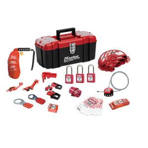 MASTER LOCK 1457VE410KA Lockout Toolbox with Valve and Electrical Device Assortment and 3 Thermoplastic Padlocks | CM7UUA