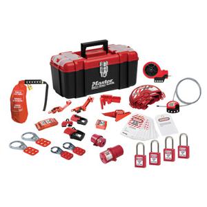 MASTER LOCK 1457VE410KAPRE Lockout Toolbox with Valve and Electrical Device Assortment and 4 Thermoplastic Padlocks | CM7UUB