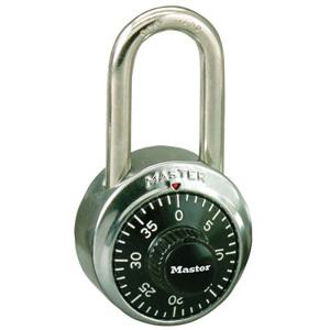 MASTER LOCK 1500LF Combination Stainless Steel Body Padlock, 48mm Wide, 38mm Tall Shackle, Black | CM7UET