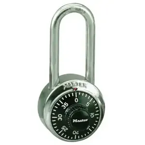 MASTER LOCK 1500LH Combination Stainless Steel Body Padlock, 48mm Wide, 51mm Tall Shackle, Black | CM7UEU