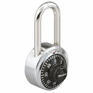 MASTER LOCK 1525LF Combination Stainless Steel Body Padlock amd Key Control, 48mm Wide, 38mm Tall Shackle, Gray | CM7UEX