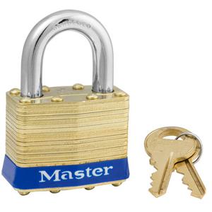 MASTER LOCK 2 Vorhängeschloss aus laminiertem Stahl und Messing, 44 mm breit, 24 mm hoher Bügel, Gold | CM7UBG