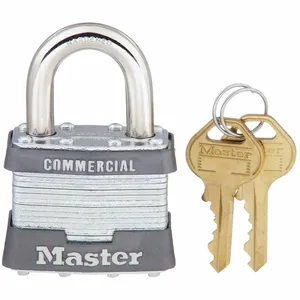 MASTER LOCK 21 Laminated Steel and Brass Pin Tumbler Padlock, 44mm Wide, 24mm Tall Shackle, Silver | CM7UCB