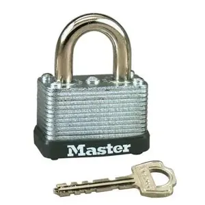 MASTER LOCK 22D Laminated Steel Warded Padlock, 38mm Wide, 16mm Tall Shackle, Silver | CM7UCC