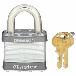 MASTER LOCK 25 Laminated Steel and Brass Pin Tumbler Padlock, 51mm Wide, 25mm Tall Shackle, Keyed Alike, Silver | CM7UCF