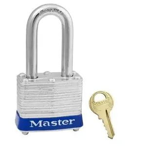 MASTER LOCK 3KALFBLU Laminated Steel Safety Padlock, 1 9/16 Inch Wide, 1 1/2Inch Tall Shackle, Keyed Alike, Blue | CM7TDR