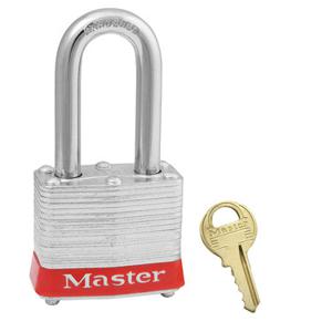 MASTER LOCK 3KALFRED Laminated Steel Safety Padlock, 1 9/16 Inch Wide, 1 1/2Inch Tall Shackle, Keyed Alike, Red | CM7TDM