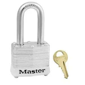 MASTER LOCK 3KALFWHT Laminated Steel Safety Padlock, 1 9/16 Inch Wide, 1 1/2Inch Tall Shackle, Keyed Alike, White | CM7TDN