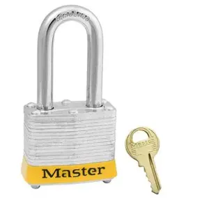 MASTER LOCK 3KALFYLW Laminated Steel Safety Padlock, 1 9/16 Inch Wide, 1 1/2Inch Tall Shackle, Keyed Alike, Yellow | CM7TDP