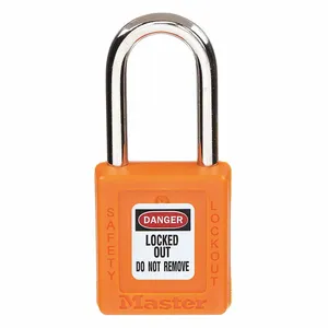 MASTER LOCK 410KAORJ Thermoplastic Safety Padlock, 1 1/2 Inch Wide, 1 1/2 Inch Tall Shackle, Keyed Alike, Orange | CM7RWP