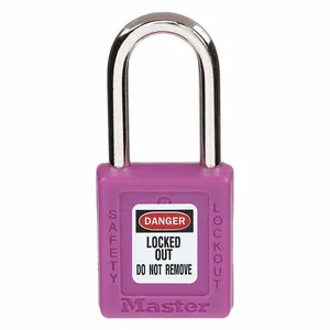 MASTER LOCK 410KAPRP Thermoplastic Safety Padlock, 1 1/2 Inch Wide, 1 1/2 Inch Tall Shackle, Keyed Alike, Purple | CM7RWQ