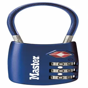 MASTER LOCK 4688DBLU Luggage Padlock, 1/8 Inch Shackle Dia., Silver Dial | CH6JYQ 38W808