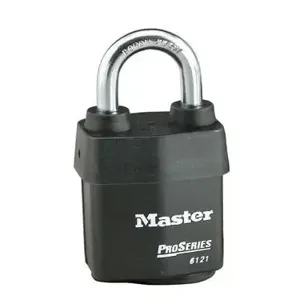 MASTER LOCK 6121KA Laminated Steel Padlock, Boron Alloy Shackle, 54mm Wide, 29mm Tall Shackle, 5 Pin, Keyed Alike | CM7TZR