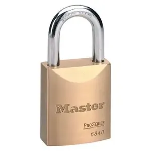 MASTER LOCK 6840 Solid Brass Padlock, Boron Alloy Shackle, 44mm Wide, 30mm Tall Shackle, 6 Pin, Keyed Different | CM7UAQ