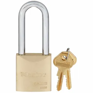 MASTER LOCK 6850LJ Solid Brass Padlock, Boron Alloy Shackle, 51mm Wide, 64mm Tall Shackle, 5 Pin, Keyed Different | CM7UAW