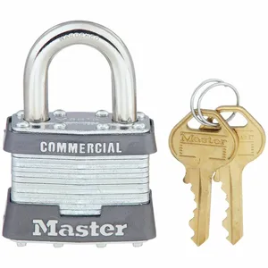 MASTER LOCK 81 Laminated Steel and Brass Pin Tumbler Padlock, 44mm Wide, 24mm Tall Shackle, Silver | CM7UCG