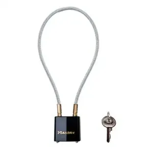 MASTER LOCK 99KADSPT Steel Cable Gun Lock, 14 Inch Long, With 1 5/16 Inch Wide Laminated Steel Padlock, Keyed Alike, Black | CM7UNC