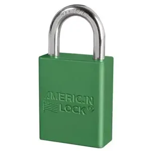 MASTER LOCK A1105GRN Anodized Aluminium Safety Padlock, 1 1/2 Inch Wide, 1 Inch Tall Shackle, Keyed Different, 5 Pin Locking, Green | CM7TFF