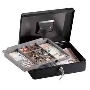 MASTER LOCK CB-12ML Cash Box, 9.3cm Height, 30cm Width, 23.5cm Depth, Black | CM7UQZ