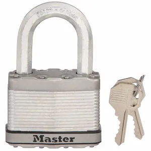 MASTER LOCK M15KALF Laminated Steel Padlock, Octagonal Shackle, 64mm Wide, 11mm Dia., 38mm Long, 5 Pin, Keyed Alike | CM7TXK