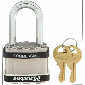 MASTER LOCK M1KALFSTS Laminated Steel Padlock with SS Body Cover, Octagonal Shackle, 44mm Wide, 8mm Dia., 38mm Long, 4 Pin, Keyed Alike | CM7TXQ