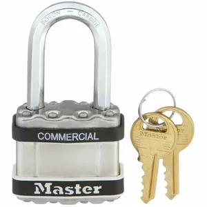 MASTER LOCK M1LFSTS Laminated Steel Padlock with SS Body Cover, Octagonal Shackle, 44mm Wide, 8mm Dia., 38mm Long, 4 Pin | CM7TXM