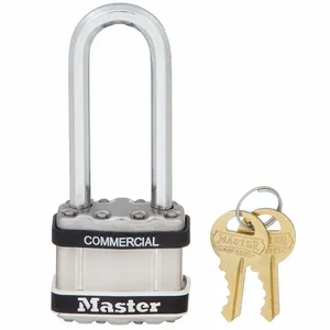 MASTER LOCK M1LJSTS Laminated Steel Padlock with SS Body Cover, Octagonal Shackle, 44mm Wide, 8mm Dia., 64mm Long, 4 Pin | CM7TXN