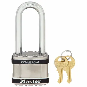 MASTER LOCK M5KALJSTS Laminated Steel Padlock with SS Body Cover, Octagonal Shackle, 51mm Wide, 8mm Dia., 64mm Long, 4 Pin, Keyed Alike | CM7TXY