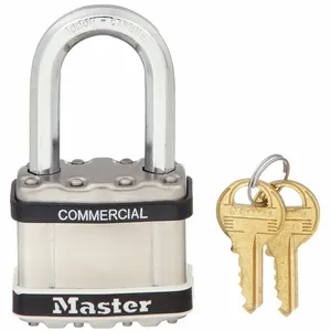 MASTER LOCK M5LFSTS Laminated Steel Padlock with SS Body Cover, Octagonal Shackle, 51mm Wide, 8mm Dia., 38mm Long, 4 Pin | CM7TXU