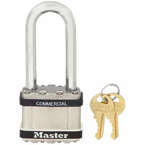 MASTER LOCK M5LJSTS Laminated Steel Padlock with SS Body Cover, Octagonal Shackle, 51mm Wide, 8mm Dia., 64mm Long, 4 Pin | CM7TXV