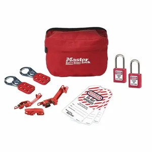 MASTER LOCK S1010E410KABAS Lockout Pouch with Electrical Device Assortment and 2 Thermoplastic Padlocks, Red | CM7TWT