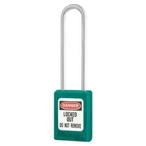 MASTER LOCK S31LTTEAL Thermoplastic Safety Padlock, SS Shackel, 3 Inch Tall Shackle, Keyed Different, Key retaining, Teal | CM7RPT