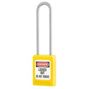 MASTER LOCK S31LTYLW Thermoplastic Safety Padlock, SS Shackel, 3 Inch Tall Shackle, Keyed Different, Key retaining, Yellow | CM7RPU