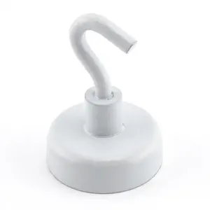 MASTER MAGNETICS 07290 Magnetic Hook, White, Pack of 2 | CJ6MUQ