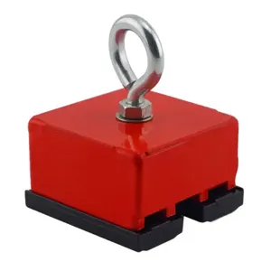 MASTER MAGNETICS 07541 Retrieving Magnet With Eyebolt and Nuts, 100 lbs. Max Force, Red | CJ6NCN