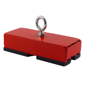 MASTER MAGNETICS 07542 Retrieving Magnet With Eyebolt and Nuts, 150 lbs. Max Force, Red | CJ6NCP