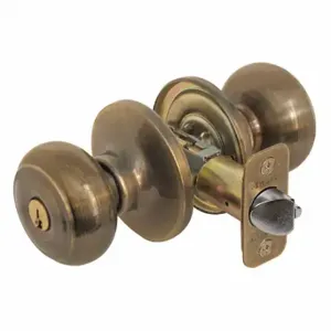 MASTER RU0105KA4S Lock Knob Lockset, 3, Rusk, Antique Brass, Alike Inch Sets Of 4 | CT2HPE 492W24