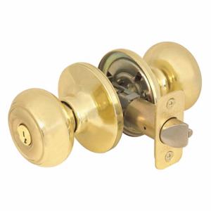 MASTER RU0203KA4 Lock Knob Lockset, 3, Rusk, Polished Brass, Kwikset Kw1, Alike Inch Sets Of 4 | CT2HMM 492W29