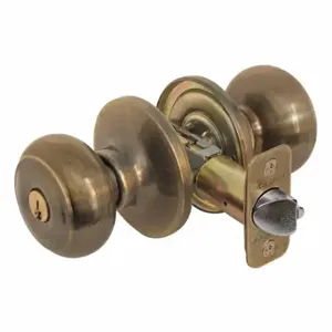 MASTER RU0205KA4 Lock Knob Lockset, 3, Rusk, Antique Brass, Kwikset Kw1, Alike Inch Sets Of 4 | CT2HMG 492W31