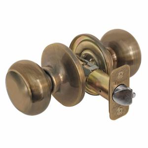 MASTER RU0405BOX Lock Knob Lockset, 3, Rusk, Antique Brass, Not Keyed | CT2HMH 492W42