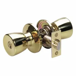 MASTER TU0103KA Lock Knob Lockset, 3, Tulip, Polished Brass, Kwikset Kw1, Alike | CT2HNG 492U97