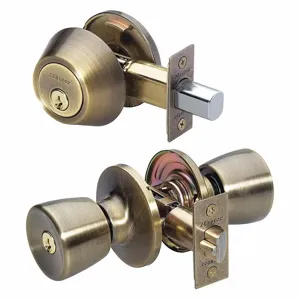 MASTER TUC0605KA4 Lock Knob Lockset, 3, Tulip, Antique Brass, Kwikset Kw1, Alike Inch Sets Of 4 | CT2HNA 492X07